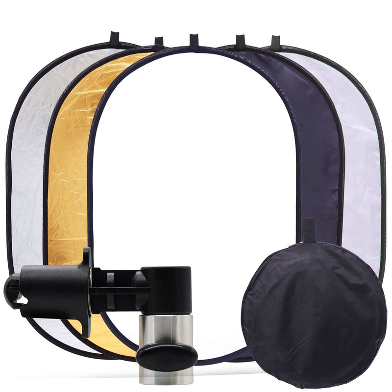 Photography Light Reflector with Clip 5 in 1 Portable 60x90cm/24x35inch Oval Collapsible Multi Disc Photography Studio Photo Camera Lighting Reflector Diffuser Clip60x90cm 5in1