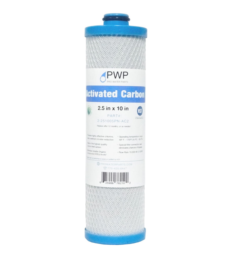 RV Water Filter Activated Carbon Block Push-Nipple Cartridge OEM 2.5 x 10" for RCS/FR1 Housing Replaces KW1 and FRE-10-BN 1