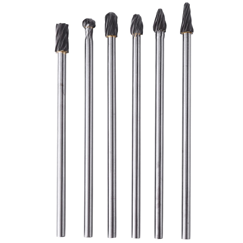 Rotary File, Rotary Bit Set, port and polish kit cylinder head porting tools 6pcs Tungsten Carbide Aluminum Rotary Files Burr Set 6mm Shank 10mm Cutting Diameter with High Abrasion
