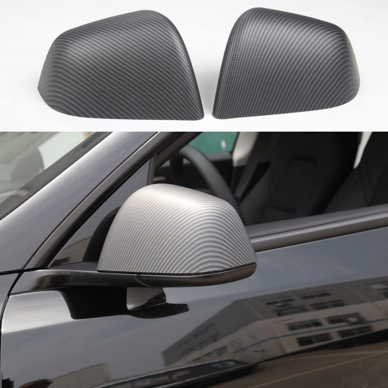  [AUSTRALIA] - ABS Matte Carbon Fiber Style Rearview Mirror Guard Cover Door Side Moulding Trim Exterior Accessories Compatible with 2021 2022 2023 2024 Tesla Model Y Matte Carbon Fiber(Model Y)