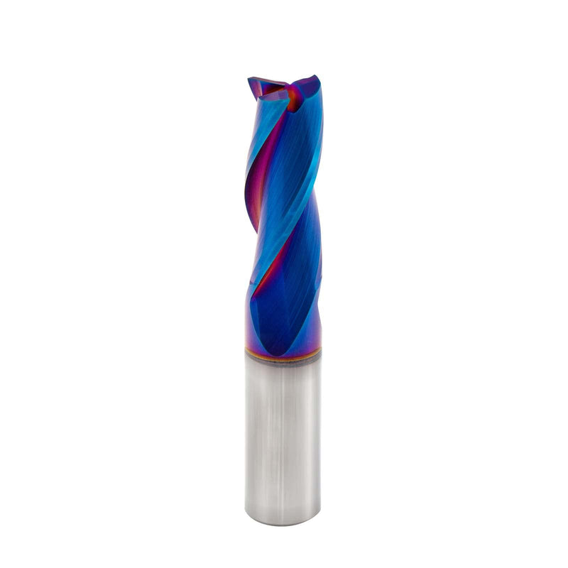 Spiral CNC Router Bits 1/2 inch Shank 3 inch Total Length 3 Fluter Up Cut with Nano Blue Coating Solid Carbide Square End Mill for Wood Mortises Carving… Up Cut-3 Inch