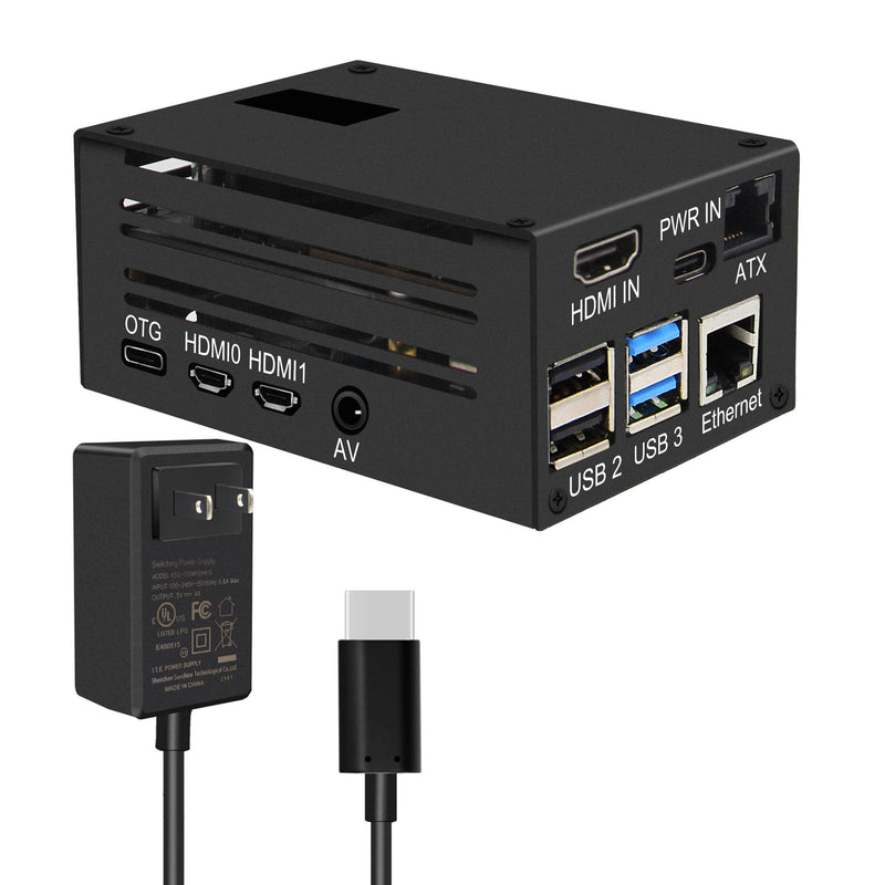Geekworm KVM-A3 Kit with Case & 20W 5V 4A USB Type-C Power Adapter Compatible with Raspberry Pi 4 Model B Only(Unassembled and Not Include Raspberry Pi 4/SD Card)
