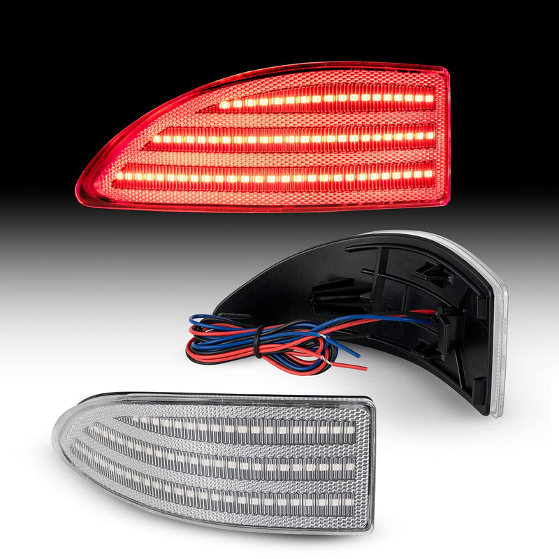 LED Rear Bumper Reflector Lights Compatible with Lexus IS250/IS350 2006-2012 Sedan (NOT for IS-F/Convertible) w/2 Functions Running +Brake Light Stop Tail Lamps Transparent Lens Clear(2Functions)