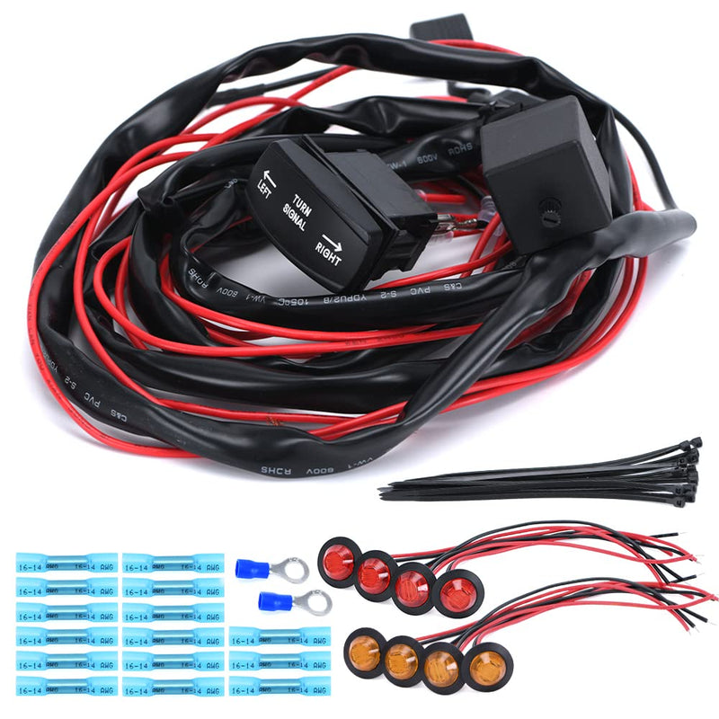 Hypertune Universal ATV/UTV Turn Signal Kit Horn Flasher Relay Kit Compatible with Polaris Kawasaki Golf Cart Arctic Cat SXS ATV UTV Street Legal Kit Vertical Green Horizontal