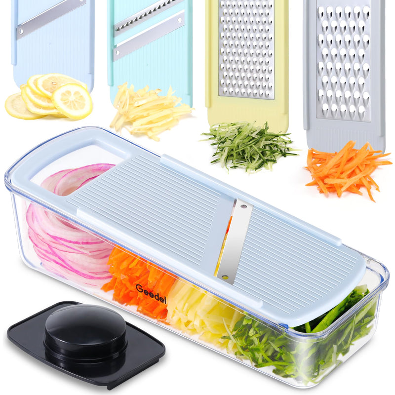 Geedel Professional Mandoline Slicer for Kitchen, Multi Purpose Vegetable Slicer Cutter, Vegetable Cutter Onion Cutter for Veggie Fruit Cheese Light Blue