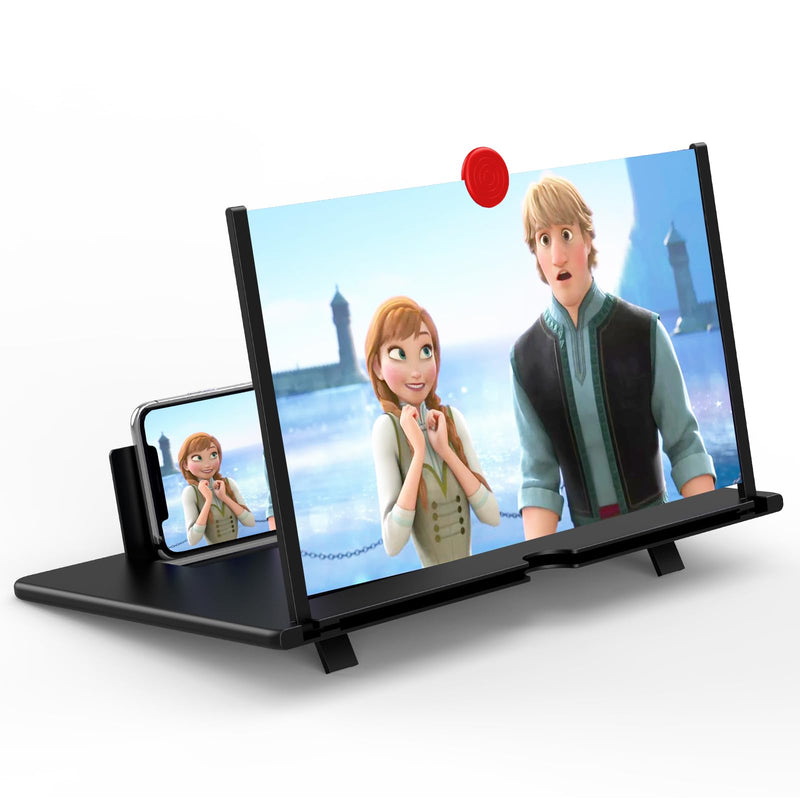  [AUSTRALIA] - 16" Screen Magnifier for Cell Phone -3D Magnifying Projector Screen Enlarger Expander for Movies, Videos, and Gaming – Foldable Phone Stand with Screen Amplifier – Compatible with All Smartphones Black-16inch