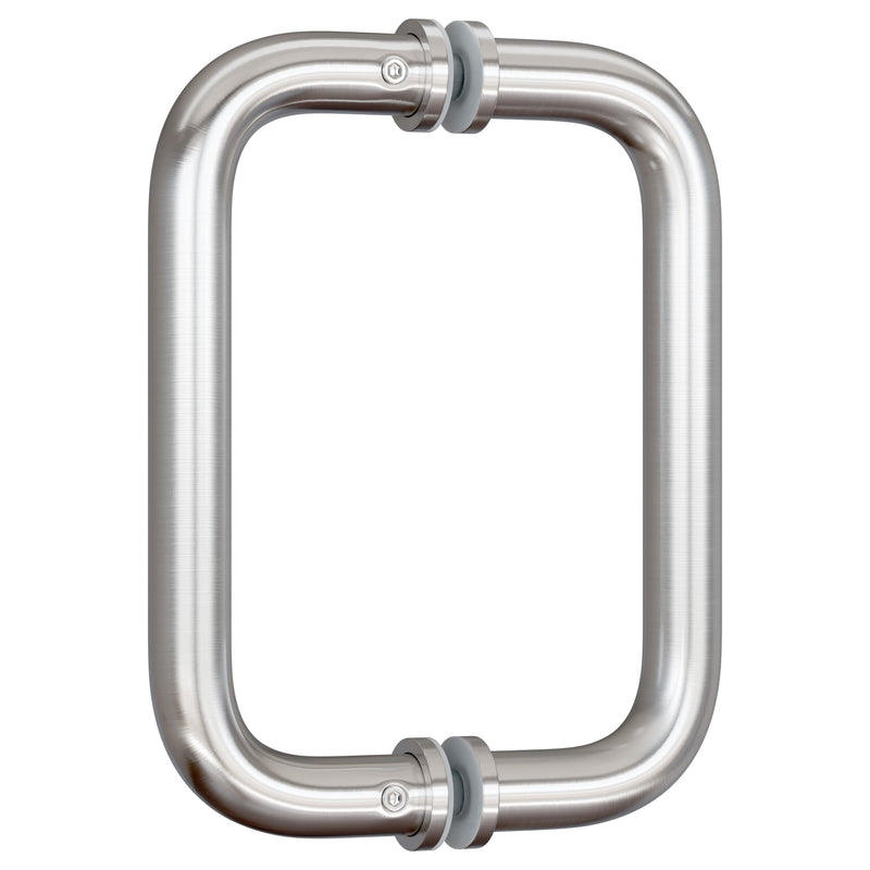 Ranbo Brushed Nickel 6" （CTC） Tubular Back-to-Back Shower Door Handle，3/4" Diameter Pull Handles with Metal Washers, for 1/4"- 1/2" Thick Glass and 1-3/8" - 2-1/6" Thick Wooden or Metal Doors 6 Inch