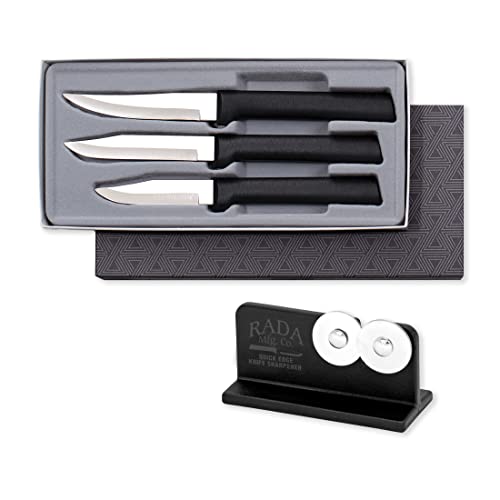 RADA Cutlery Paring Knife Galore Gift Set (G201) & Sharpener, Black