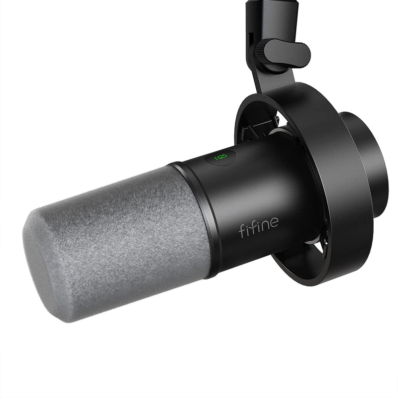 FIFINE Dynamic Microphone, XLR/USB Podcast Recording PC Microphone for Vocal Voice-Over Streaming, Studio Metal Mic with Mute, Headphone Jack, Monitoring Volume Control, Windscreen-Amplitank K688 Black