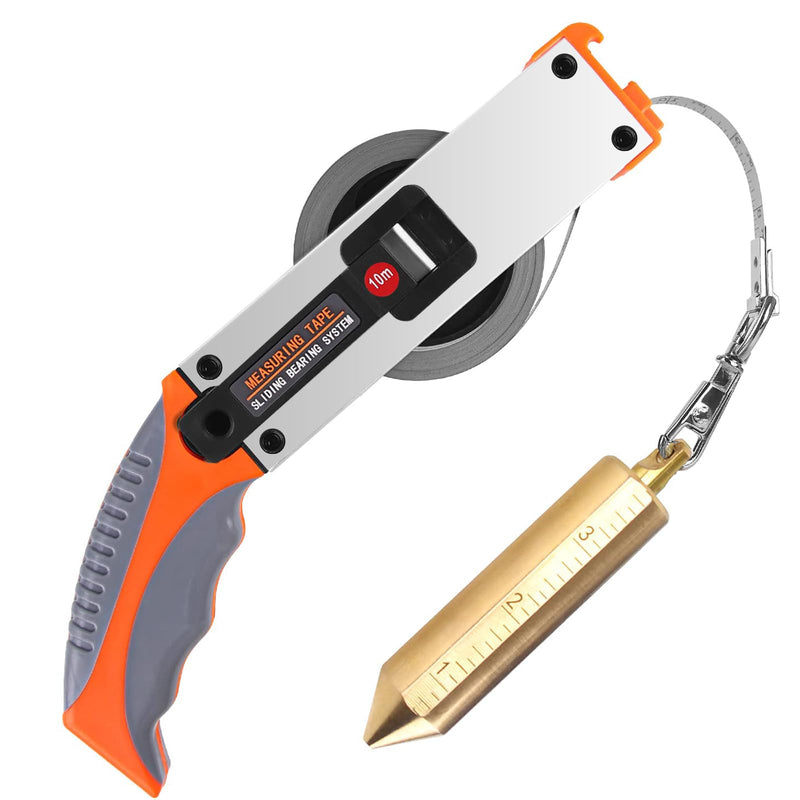 Cekegon Oil Tank Gauging Tape, Sounding Tape Measure Stainless Steel Gauging, 12oz/350g Brass Plumb Bob (10M/33ft) 10 m