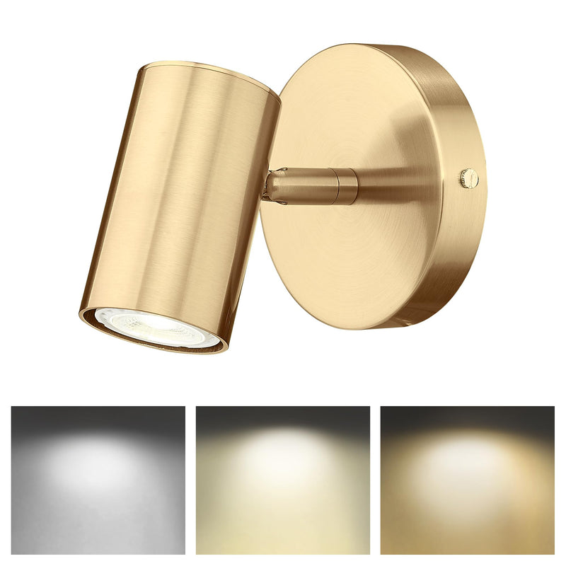 Gold Wall Sconce, Modern Wall Light Fixture, LED Track Lighting with GU10 Bulb for Bedroom Entryway Bathroom Kitchen, SL4830-1W-BB 1-Light Brass Gold 1 PACK