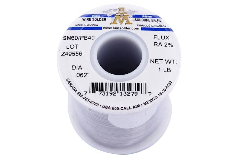 AIM Solder 60-40 Tin Lead Rosin Core Solder Wire for Electrical Soldering 0.062inch, 1lb (1.5mm / 454g) 0.062inch-1lbs (1.5mm-454g)