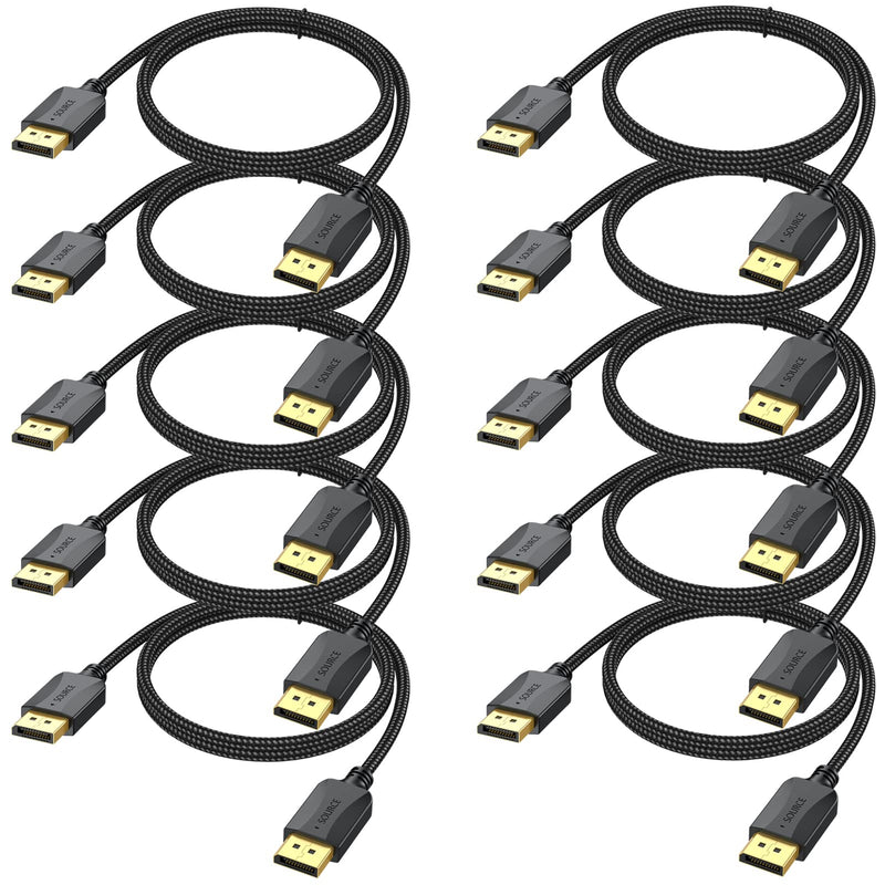 DisplayPort to DisplayPort Cable 3 ft, 10-Pack DP Display Port Cable Adapter Male to Male 4K, 2k@165Hz/ 144Hz for Computer, Docking Station, Monitor and More DisplayPort Cable 3 Feet