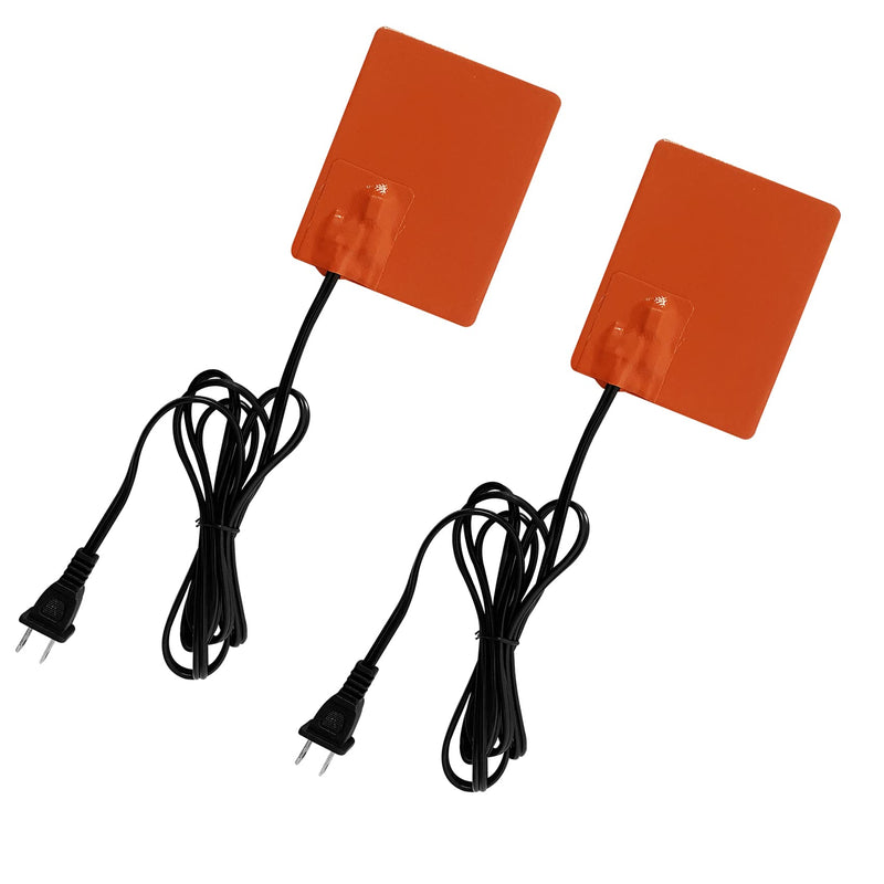 2PCS Engine Block Heater Oil Pan Heater Pad with Thermostat 120V 150W 4 X 5 Inch 3M Self-Adhesive Metal Surface Dipstick Engine Block Silicone Heating Pad with 68 Inch Long Power Cord