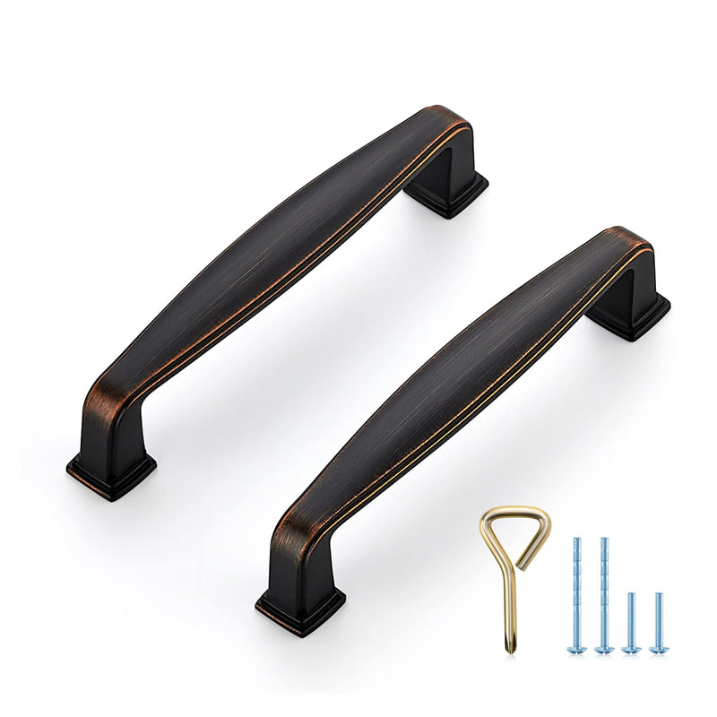 Ravinte 10 Pack Cabinet Pulls Kitchen Cabinet Handles Solid 3-3/4 inch Hole Center Drawer Pulls Cabinet Hardware for Cupboard Oil-Rubbed Bronze Drawer Handles Oli Rubber Bronze