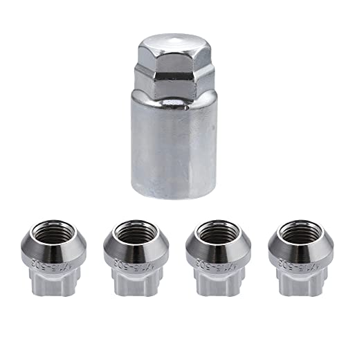 ACROPIX M14x1.5 Car Wheel Lock Lug Nuts Set Anti Theft Lug Nut Screw Fit for Tesla Model 3 - Pack of 5 Silver Tone