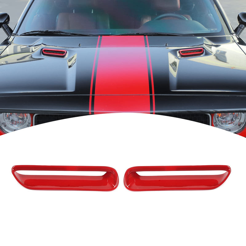 for Challenger Hood Scoop Vent Cover Trim Bezel Red Compatible with Dodge Challenger 2009 2010 2011 2012 2013 2014 Red Exterior Accessories 2pcs