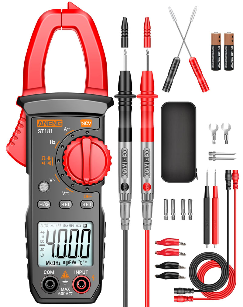 ANENG Digital Clamp Meter Multimeter Tester 4000 Counts with NCV Amp Ohm Volt Measures AC Current, AC/DC Voltage,Capacitance, Resistance, Diodes, Continuity Frequency Backlight Electrican Tools 4000 Counts AC Current