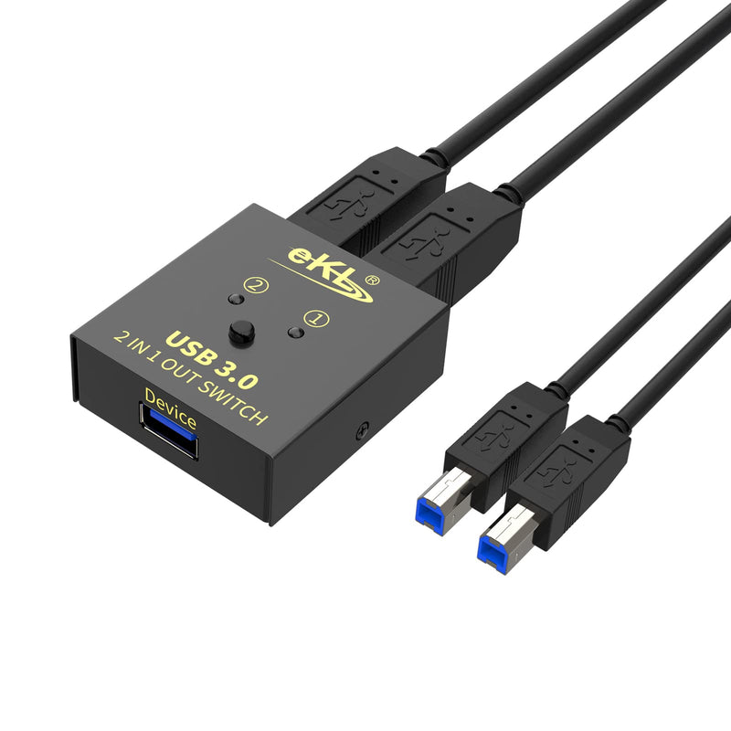 eKL USB 3.0 Switch Selector 2 Computers Sharing 1 USB Peripheral Mouse Keyboard Printer Scanner with 2 Pack USB A to B Cables USB 3.0 Switch 2 IN 1 OUT