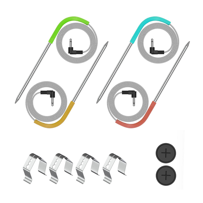 4 Pack Replacement Meat Probe for Masterbuilt Gravity Series 560/800/1050 XL Digital Charcoal Grill + Smoker, 9004190170 Accessories Temperature Probe, with Probe Grommet and Grills Clips MB-4Pack Meat Probe