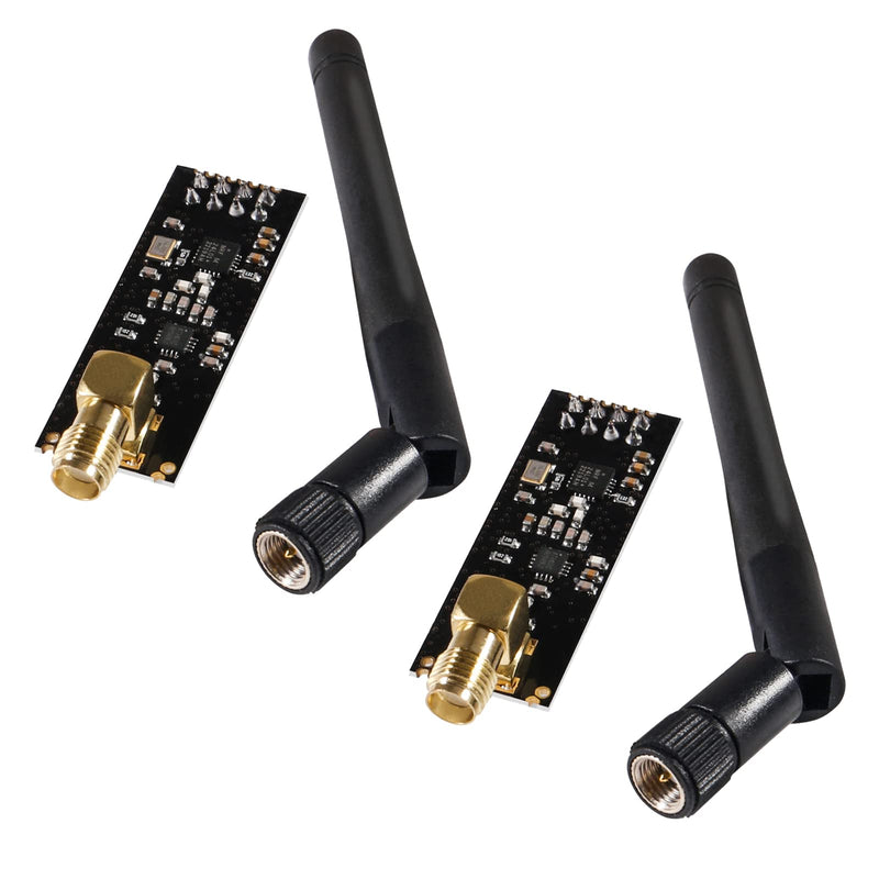 2PCS NRF24L01+PA+LNA RF Wireless Transceiver Module with SMA Antenna 2.4 GHz 1100m with 3.3V Regulator on-Board 8 Pin Socket Breakout Adapters for Arduino