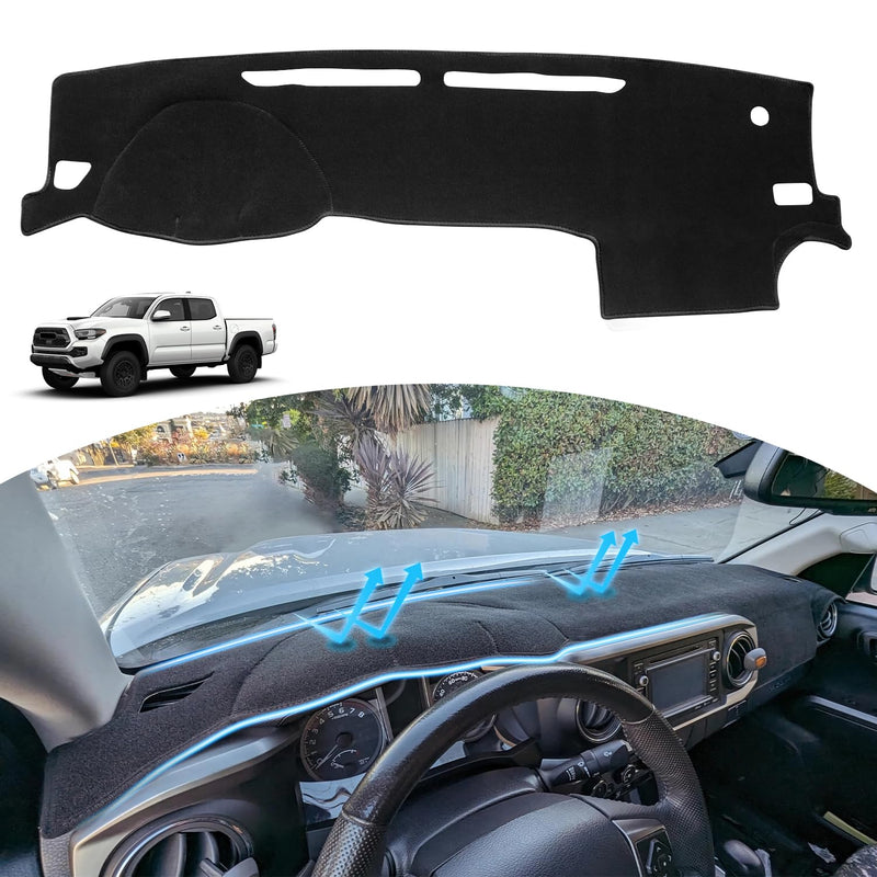 Dash Cover for 2016-2022 2023 Toyota Tacoma Dashboard Cover Mat, Sunshade Non-Slip Center Console Sunshield Protector Mat Pad (Black Trim) Black 2016-2023