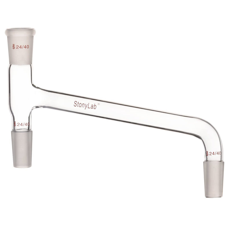 stonylab Borosilicate Glass 75 Degree Bent Distilling Adapter, with Two 24/40 Inner Joints and One Outer Joint, for Laboratory Distillation 24/40 Joint