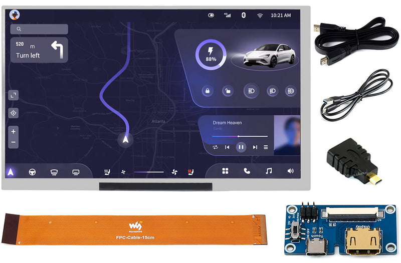 7inch IPS Display 1024x600 Pixel, Integrated Thin and Light LCD with Adapter Board, for Raspberry Pi/Jetson Nano/Windows/PC, Support Windows/Linux/Android (No Touch Screen)
