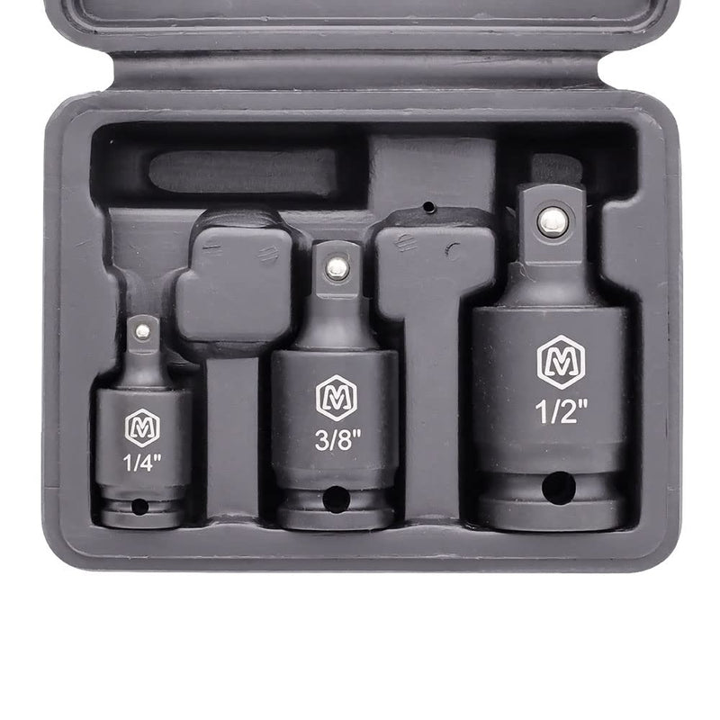 MichaelPro 3-Piece Impact Grade Universal Joint Swivel Socket Adapter Set, 1/4'', 3/8'', 1/2'' Drive, Cr-Mo Alloy Steel, 360-Degree U-Joint Sockets, Access Hard-to-Reach Fasteners - MP005026