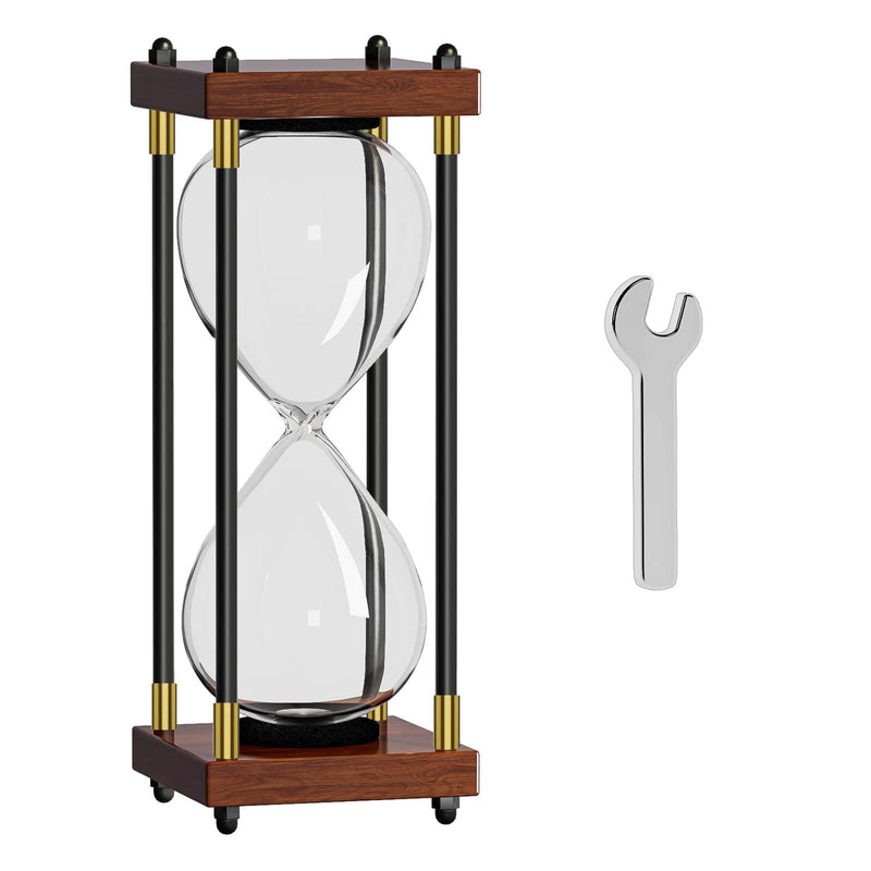 SuLiao Empty Hourglass, 10 Inch Large Black Wooden Frame Decorative DIY Sand Timer for Wedding Ceremony Set and Home Office Decor Clear