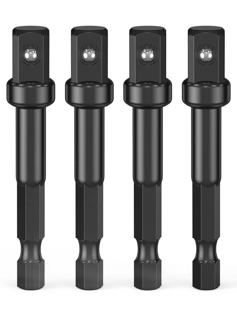 3/8 Impact Adapter Kit, 4 Pack Socket Adapter 1/4 Inch to 3/8 for Impact Driver, Automotive DIY, Extension Socket Bits, Handle Nut Driver and Drills