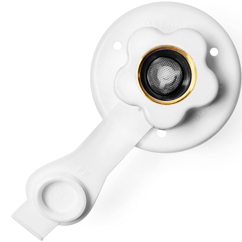 Mirone RV City Water Fill Inlet Connection. RV City Water Fill Inlet. Hose Connector. Flange Brass with Check Valve, Camper, Trailer, Marine (White) White
