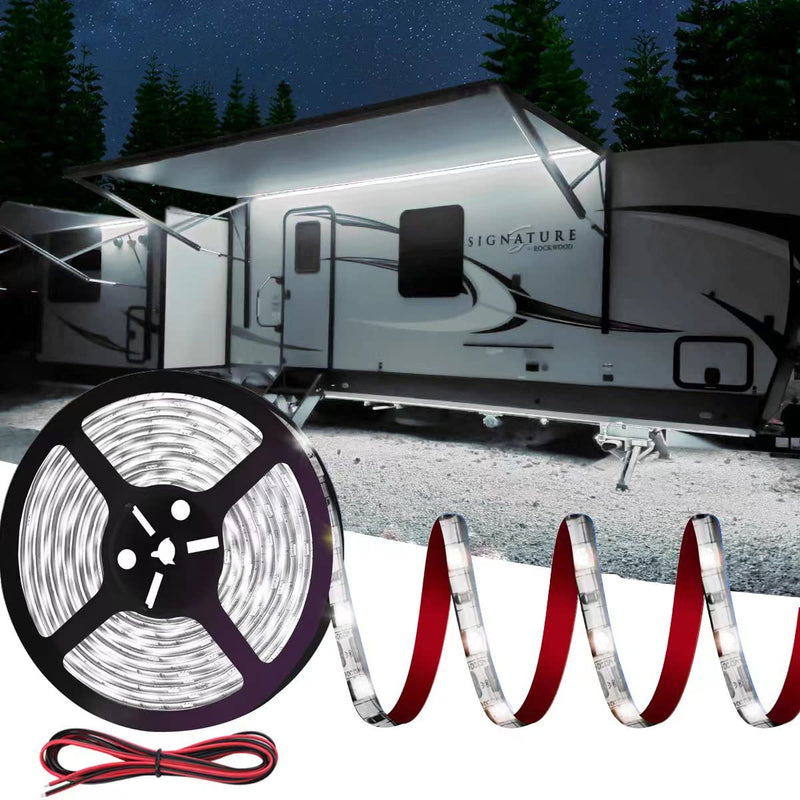 25FT RV Underglow Led Lights Kit, 12V Camper Underbody Lights for Motorhome Travel Trailer Concession Stands Food Trucks, RV Awning Light, RV Led Strip Lights (White) White