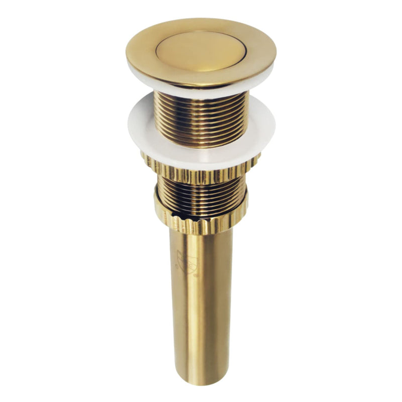 Kingston Brass EV8417 Coronet Push Pop-Up Bathroom Sink Drain Without Overflow, Brushed Brass 8.44 x 2.44 x 2.44