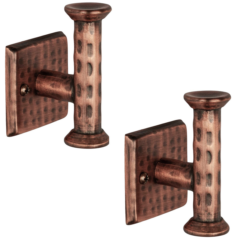 Monarch Abode Towel Hooks for Bathrooms – 2 Pack 3-inch Hand Hammered Metal Antique Copper Hook, Wall Mounted Bathroom Hooks for Towels, Support up to 11 lbs Bath Robe Hook, Towel Hanger for Bathroom Antique Copper Finish Towel Hook