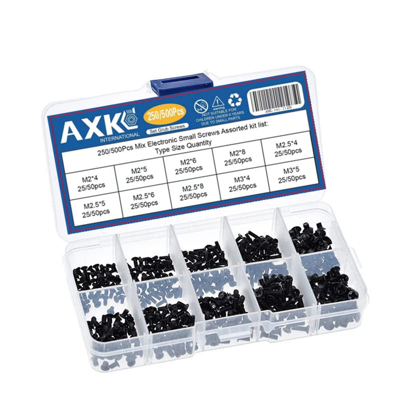 AXK GB819 M2 M2.5 M3 KM Screw Flat Head Phillips Screws Laptop Notebook Screws Set Kit for Computer Small Screw 250Pcs/500Pcs (250) 250