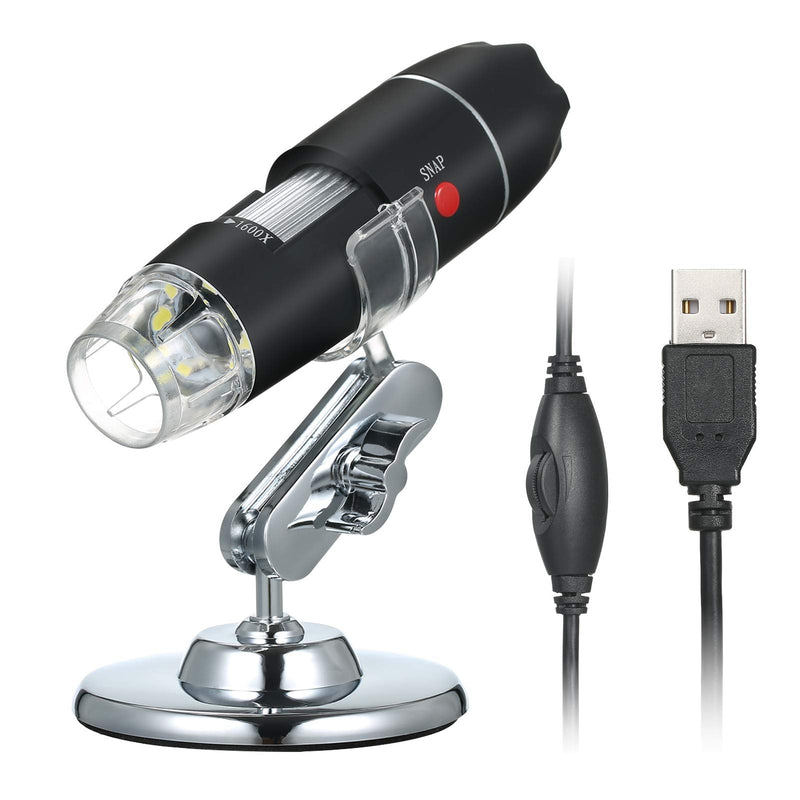 Andoer USB Digital Microscope 1600X Magnification Camera 8 LEDs with Stand Portable Handheld Inspection Magnifier