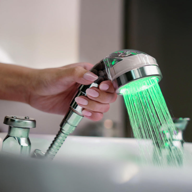 Socila Professional LED Sprayer Head 2.5 Inch Auto Color Changing, Rainfall High Pressure, And Water Filtration For Salon Sink Replacement Part (Only Sprayer Head)