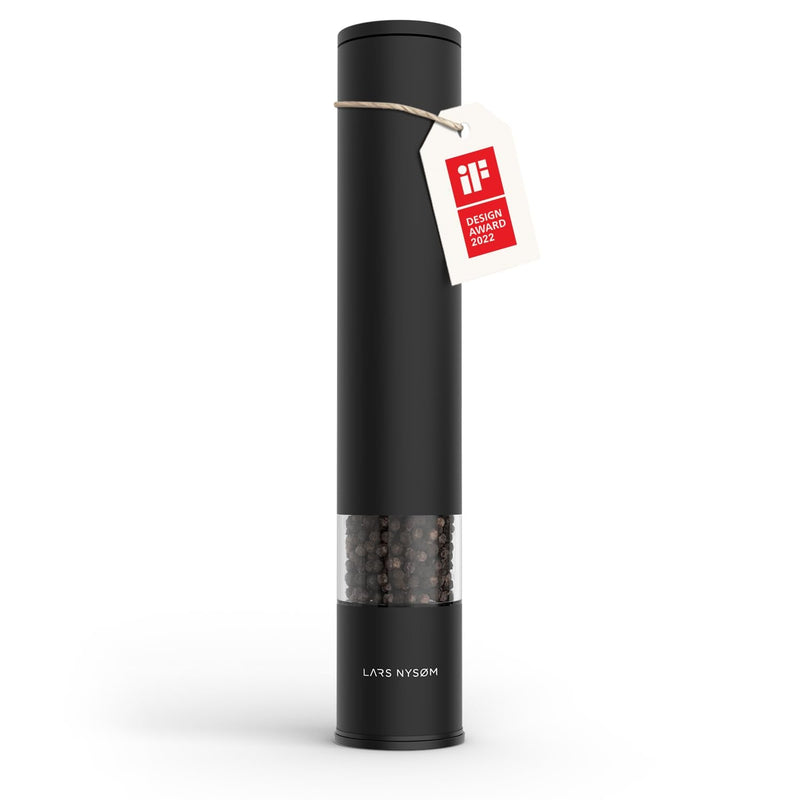 LARS NYSØM Salt Pepper Mill Manual with adjustable ceramic grinder from coarse to fine I Design Spice Mill (Carbon Black) XL single mill Carbon Black