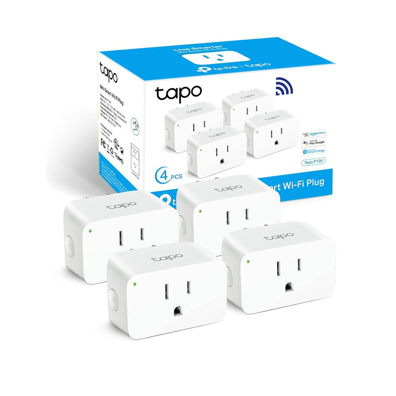 TP-Link Tapo Smart Plug Mini 15A, Smart Home Wi-Fi Plug, Super Easy Setup, Compatible with Alexa & Google Home, No Hub Required, UL Certified, 2.4G WiFi Only, White, Tapo P105(4-Pack) Smart Alexa Plug 4-Pack