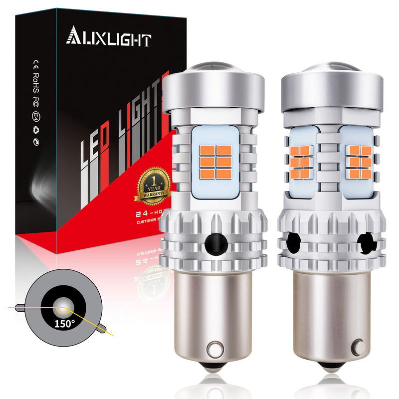 AUXLIGHT 7507 1156(150°) BAU15S LED Bulbs Extremely Bright PY21W 12496 7507AST 2641A Replacement for Turn Signal Lights, 2200K Amber Yellow (Pack of 2) 7507/BAU15S