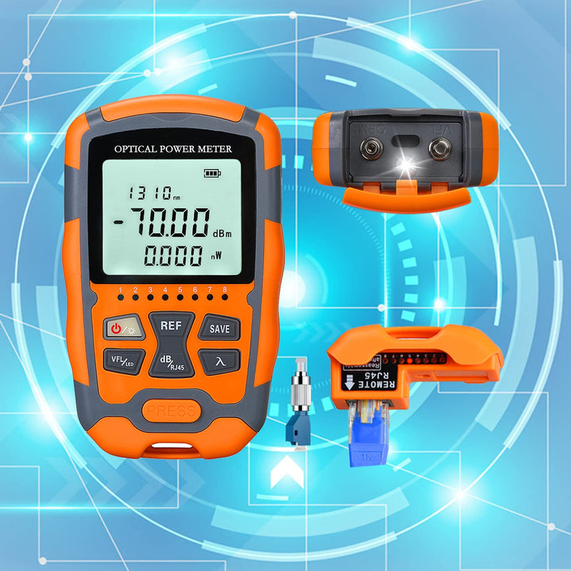 4 in 1 Function Portable Fiber Optic Tester Visual Fault Locator & OPM Portable Optical Power Meter (FC/SC/ST) & RJ45 Network Test & LED Lighting, Range: (-70) dBm ~ (+10) dBm