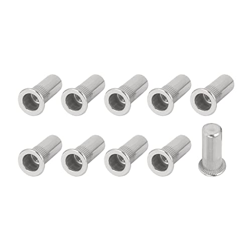 METALLIXITY Sealed Rivet Nuts (M5) 20Pcs, 304 Stainless Steel Blind Closed End Threaded Insert Nuts - for Furniture Mechanical Fasteners, Silver Tone M5 20