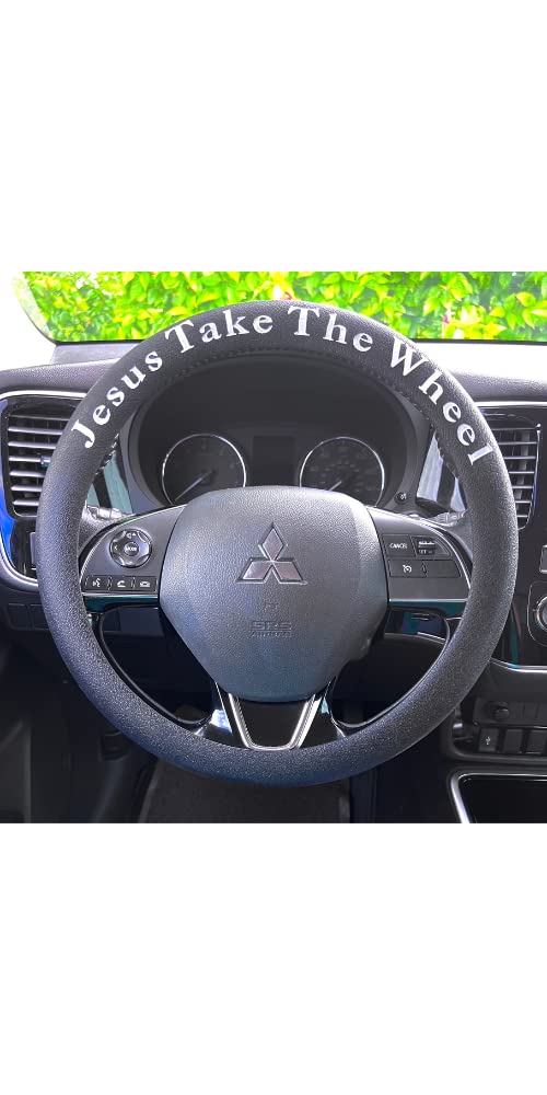 Jesus Take The Wheel Silicone Steering Wheel Cover. Fits 13-15 inch. Black Color, Anti-Slip Grip, Easy Installation & Removal, Durable, Heat Resistant, Waterproof, Stretchable