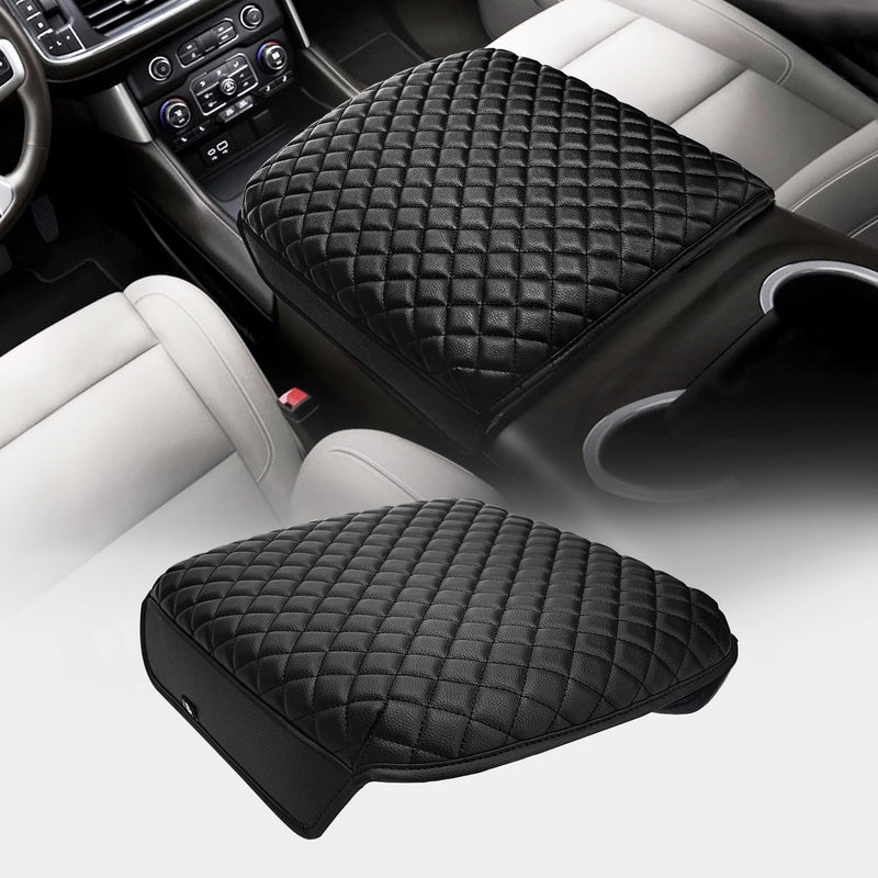 KBH Center Console Armrest Cover for Chevy Chevrolet Silverado & GMC Sierra 2019-2026, Tahoe & Suburban & Yukon 2021-2026, Bucket Seat Only, Vinyl Leather Car Arm Rest Box Cushion Pad Covering, Black Bucket Seat 2019-2026 Silverado, Sierra etc.
