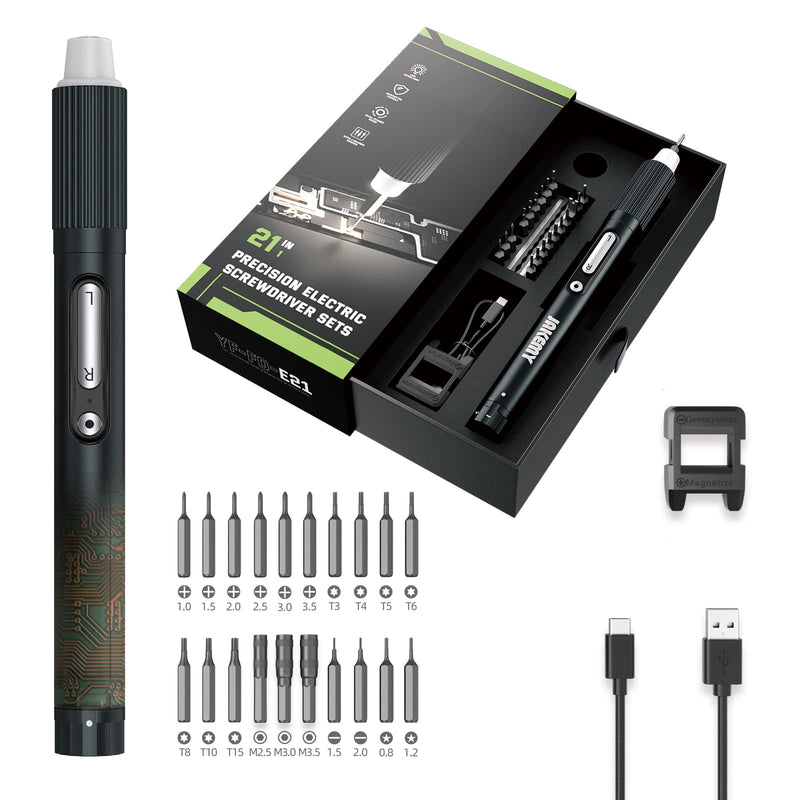 JAKEMY Cordless Electric Screwdriver,Upgraded 3 Gear Adjustable Torque Screwdriver kit Magnetic Precision Power with LED light USB Rechargeable Portable Laptop Repair Tool Kit, (JM-E21B) Jm-e21b