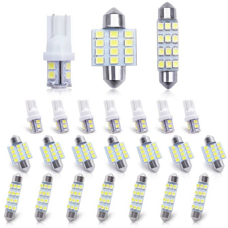 Car Led Bulb, Led Combination Set of 24 Sets, Used for Car Interior/Indoor Map Dome/ Trunk / License Lights, Etc. (White) white