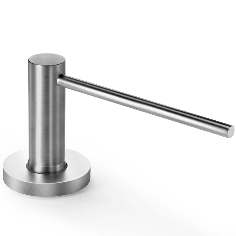  [AUSTRALIA] - Long Spout Kitchen Sink Soap Dispenser for Granite & Quartz Countertop - Brushed Nickel Stainless Steel Finished - Wide Flange Provides Great Coverage on American Standard Sink Holes 14.25 inches Brushed Stainless Steel