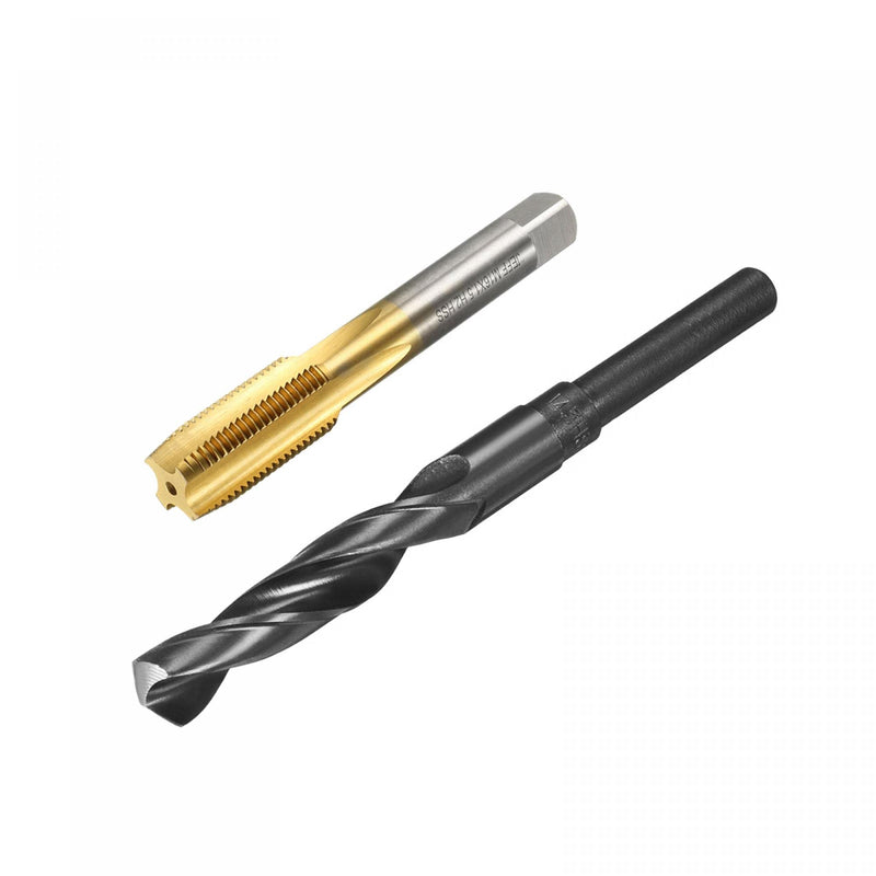 uxcell Metric Tap M16 x 1.5mm Pitch H2 Right Hand Thread, 14.5mm Drill Bit HSS 9341 Black Oxide with 1/2 Inch Straight Reduced Shank