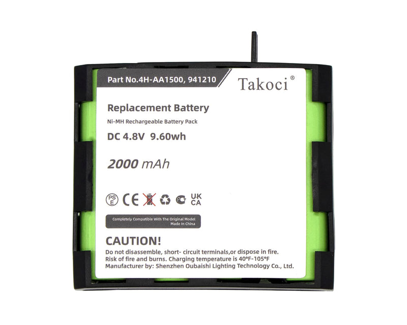 Replacement Battery for Compex 4H-AA1500 Compatible with Sport Elite, Elite 2.0, Performance, Performance 2.0 and Edge, Edge 2.0,Compex Ni-MH 4H-AA1500 Battery 4.8V 2000mAh